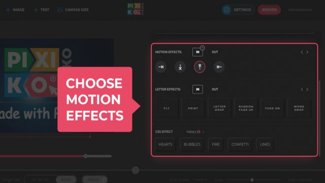 Choose motion effects